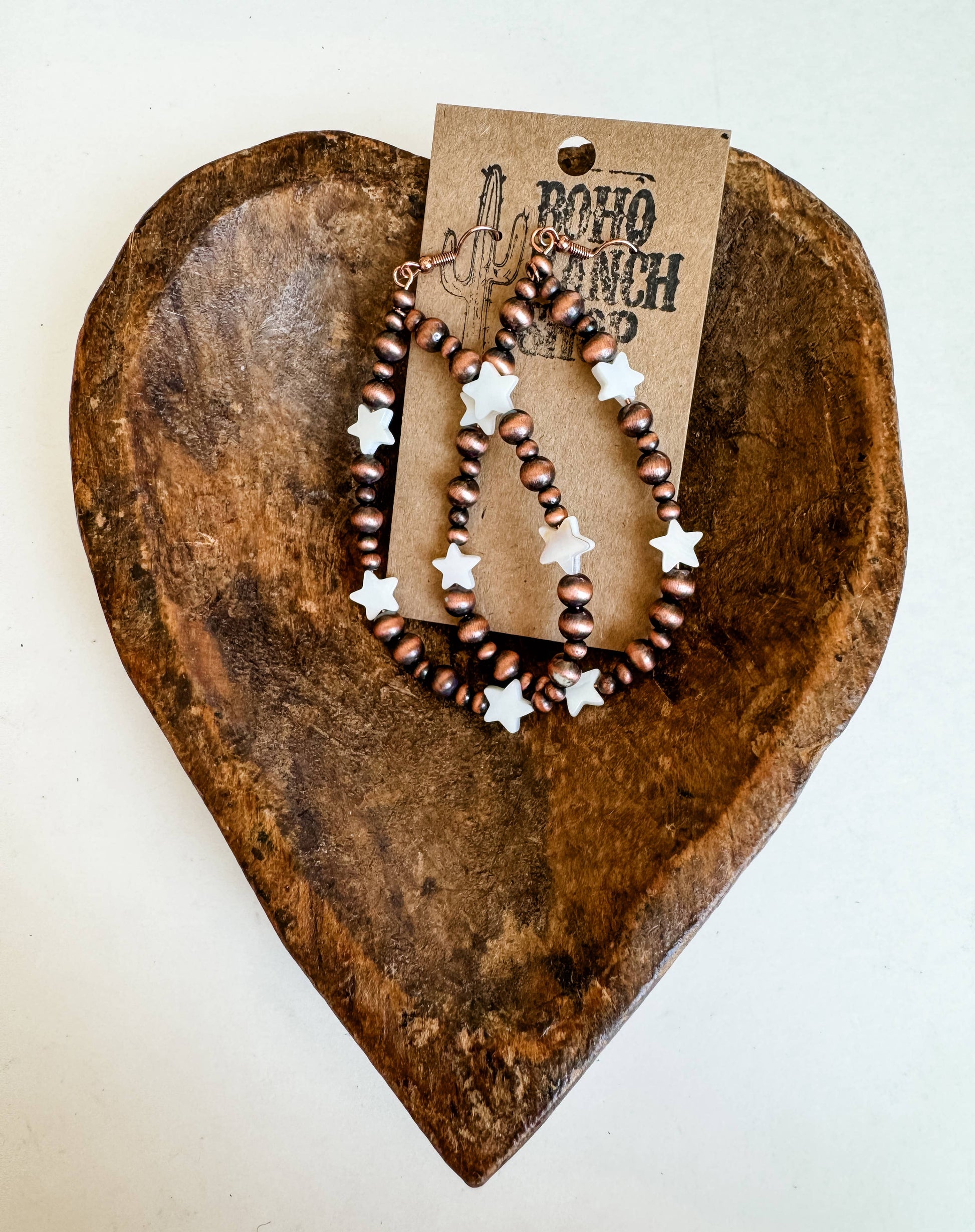 Navajo Style Pearl Teardrop Star Dangle Earrings