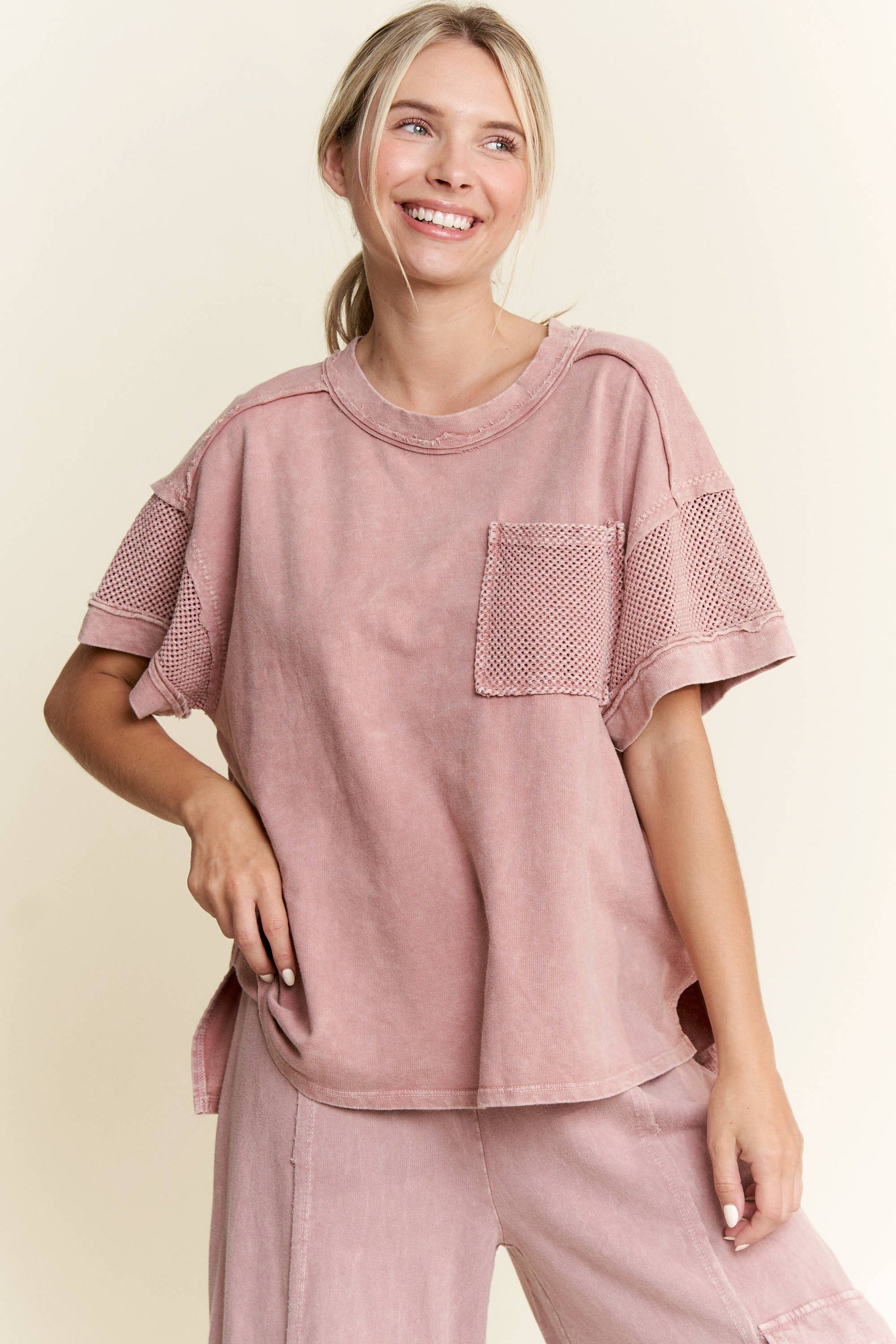 MineralWash Mesh Pocket Sleeve top