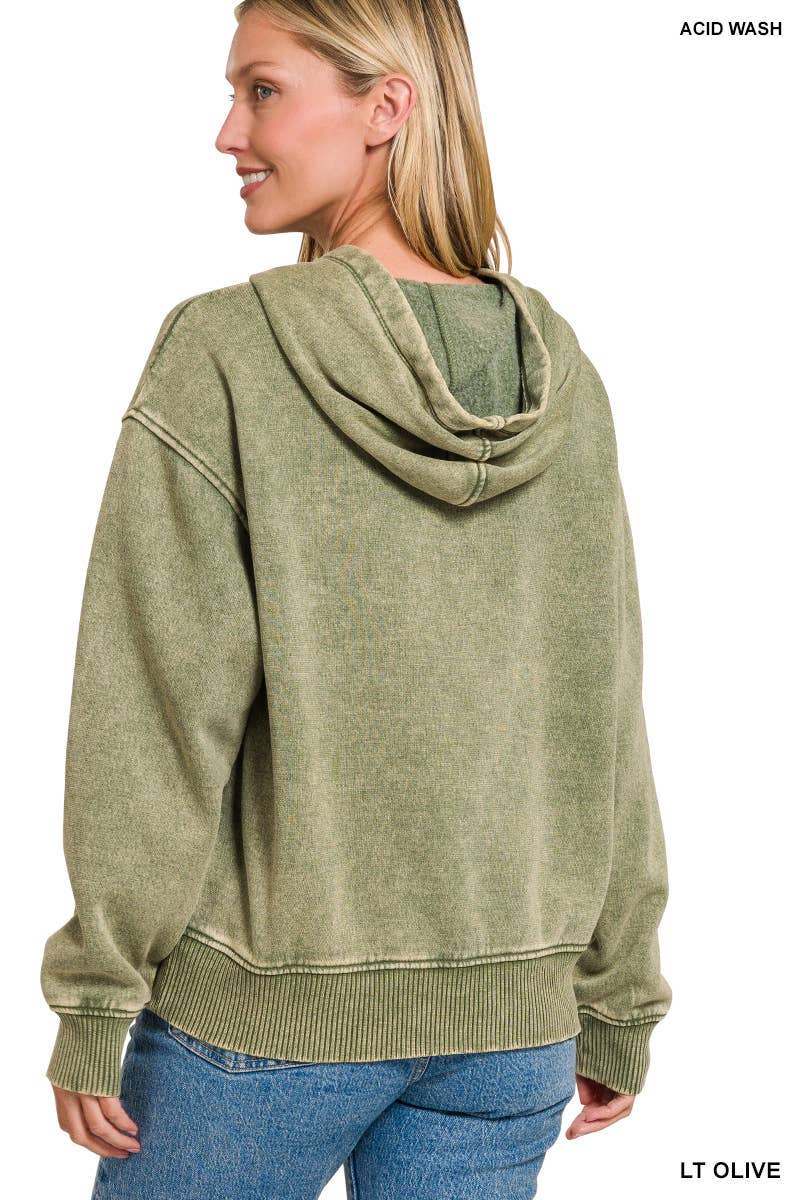 Fleece Acid Wash Kangaroo Pocket Hoodie