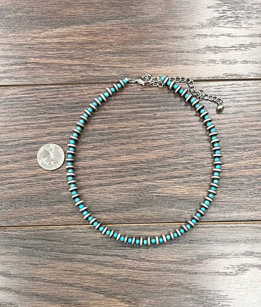 738467, Handmade 16" Rondelle Navajo Bead Necklace
