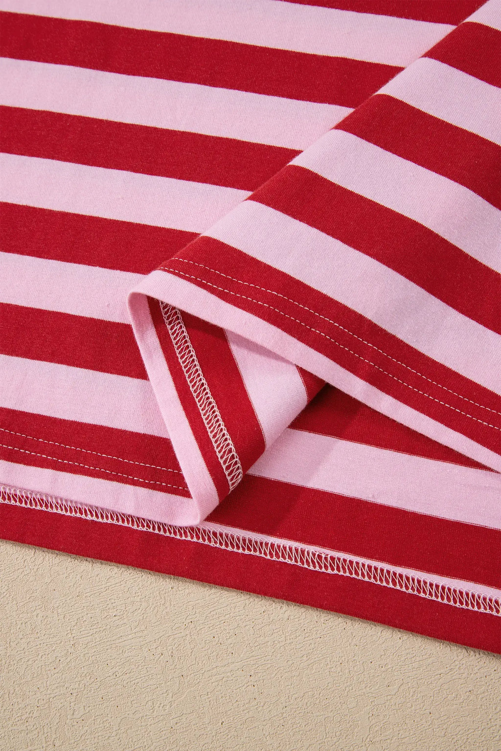 Stripe Split V Neck Casual T Shirt