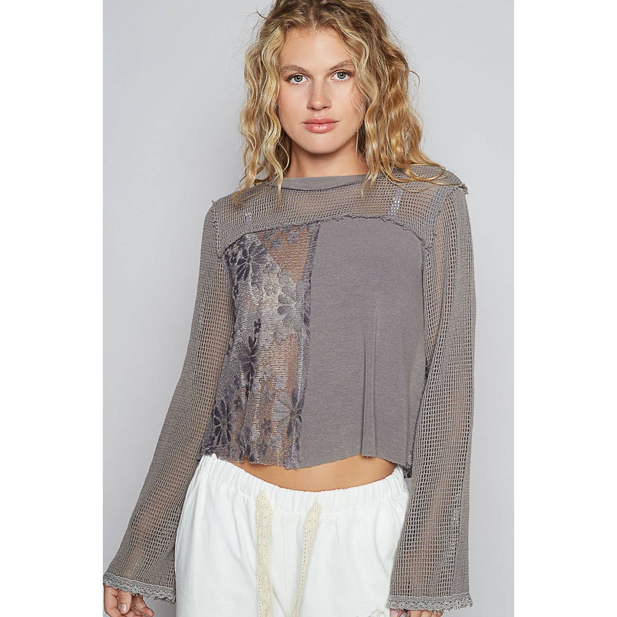 lace crochet contrast top