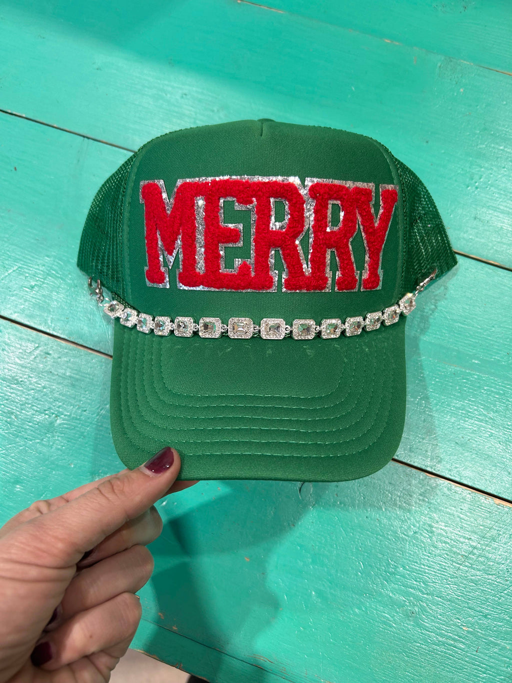 Red Chenille Merry Trucker | Christmas Cap| Holiday| Santa