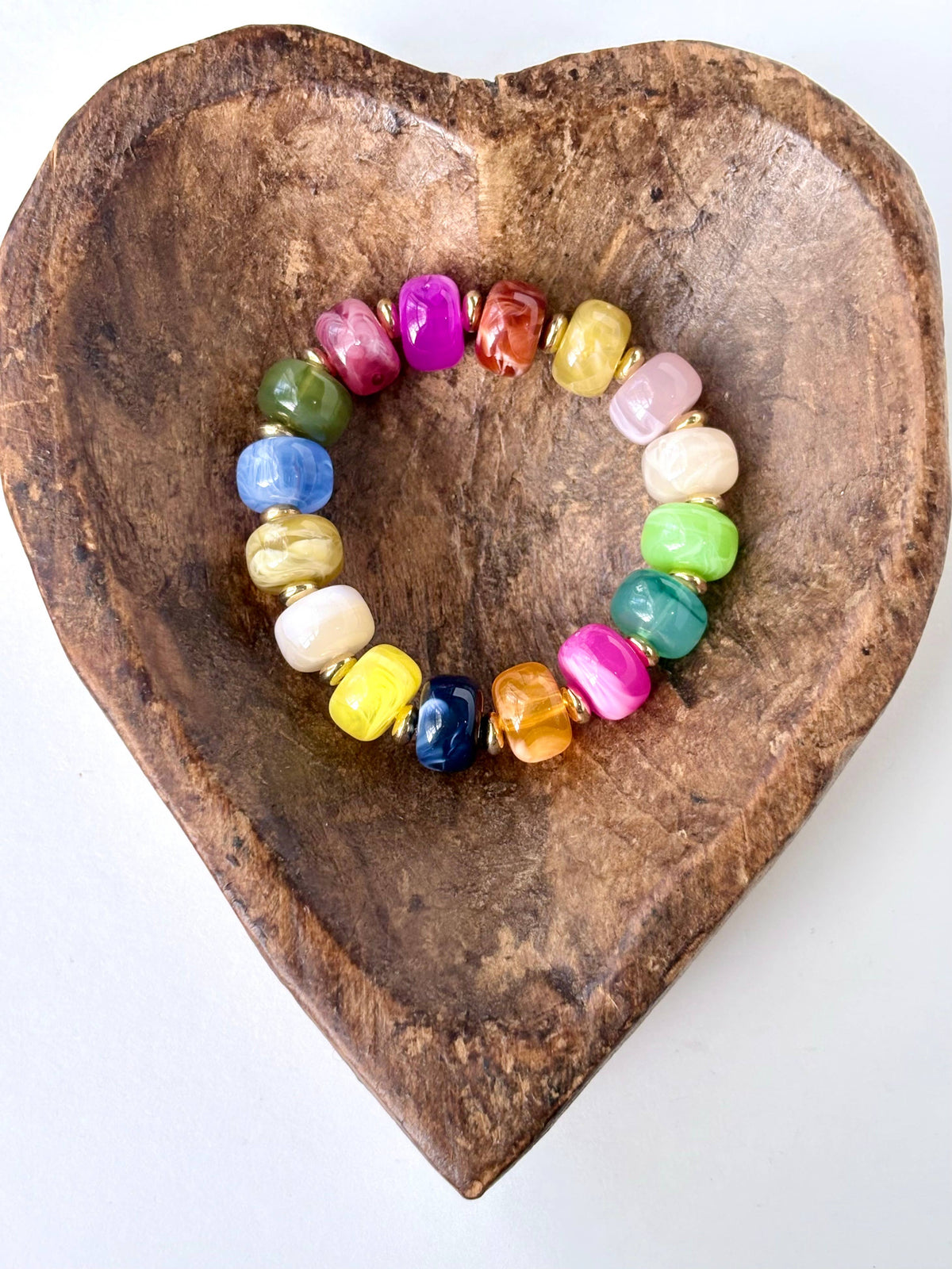 Marble Glass Bead Stretch Bracelet