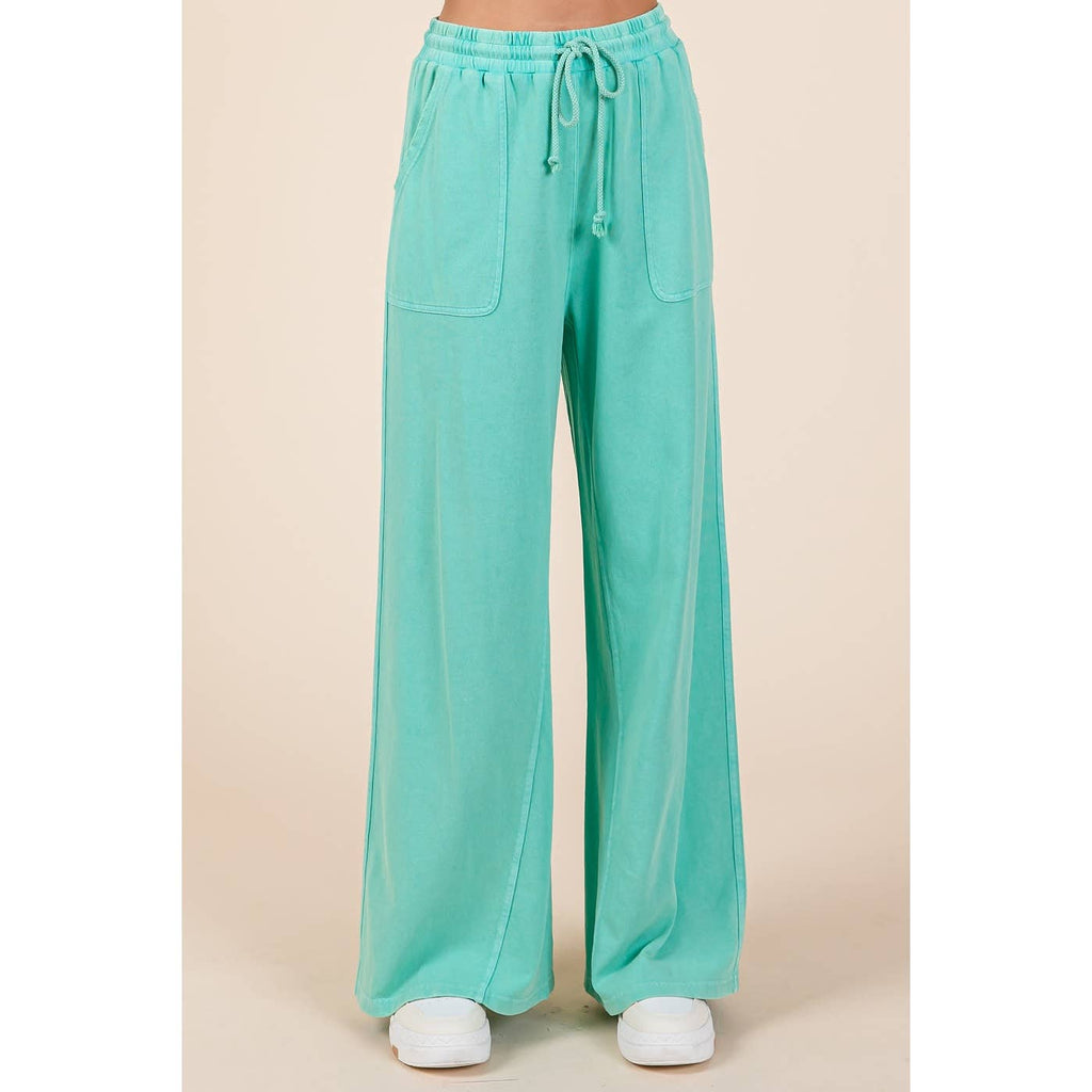 FRENCH TERRY WIDE LEG PANTS