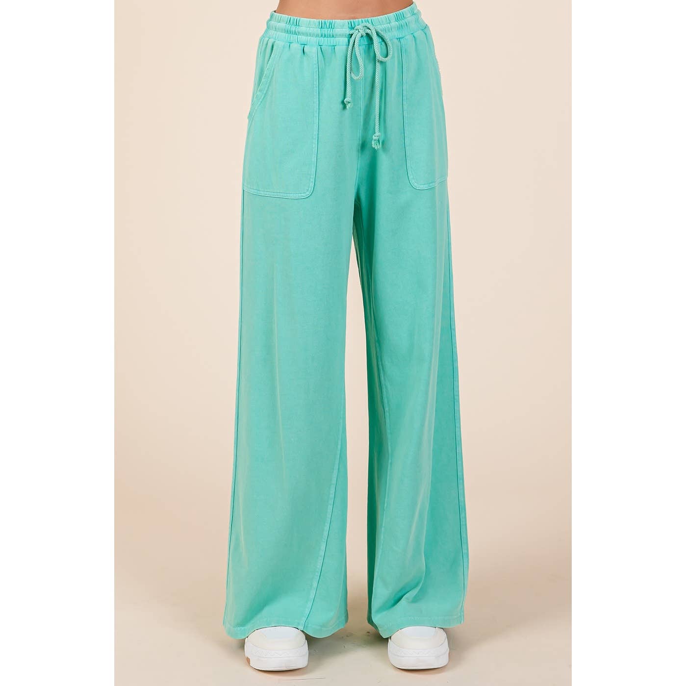 FRENCH TERRY WIDE LEG PANTS