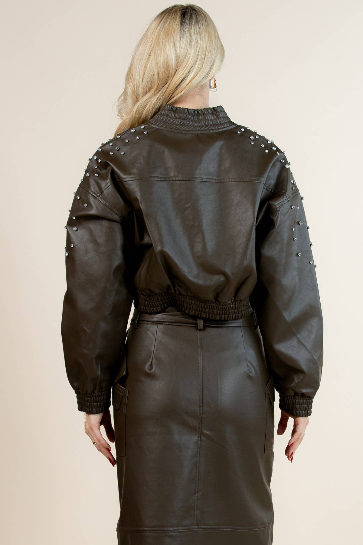 Imani Faux Leather Bomber Jacket