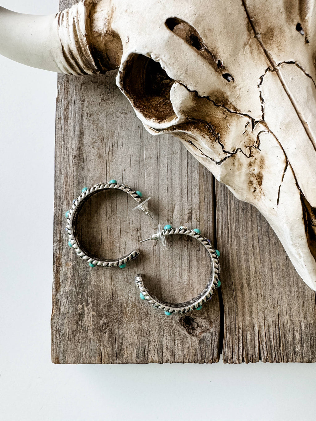 Western Stone Hoop Earrings
