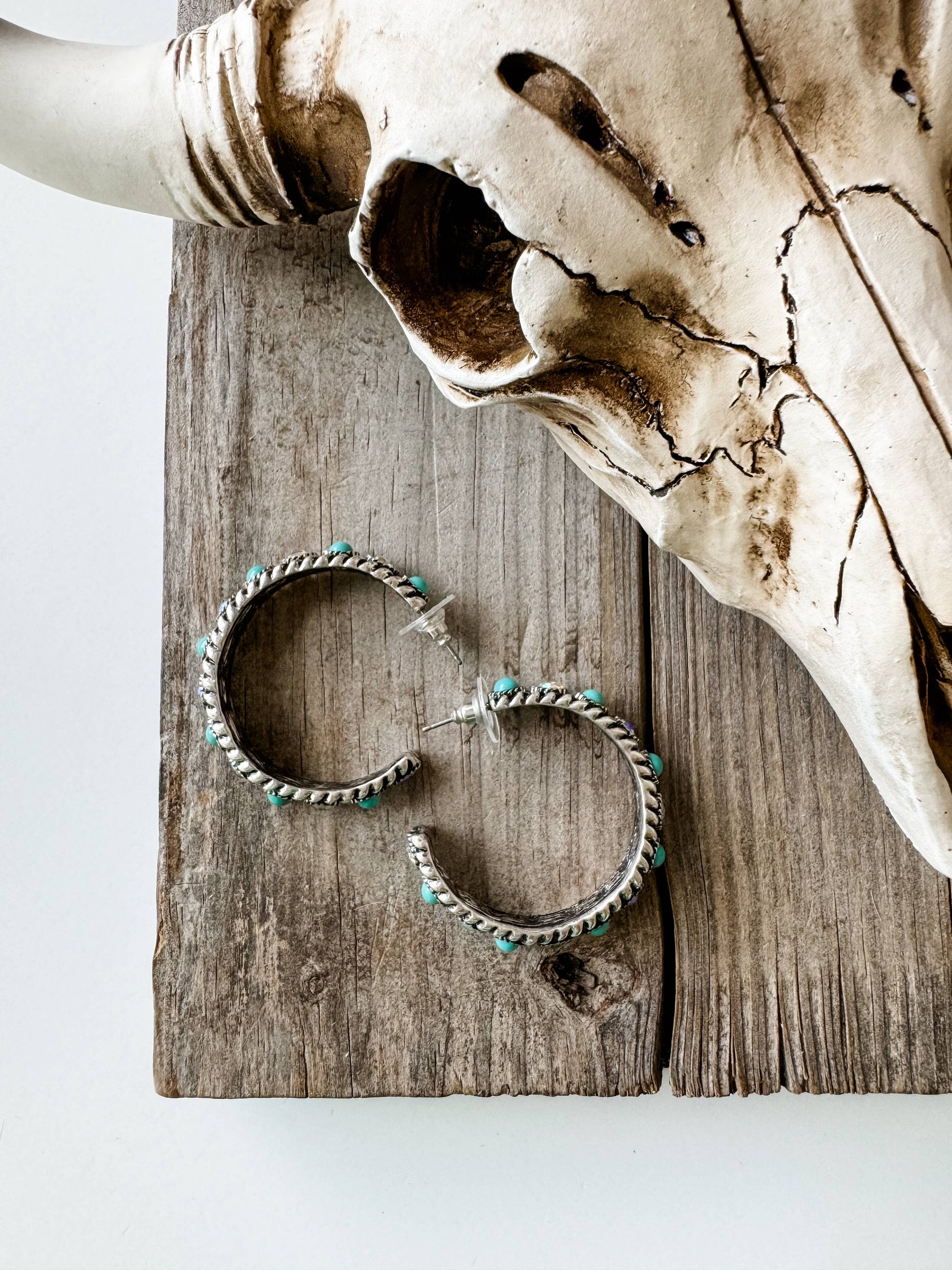Western Stone Hoop Earrings