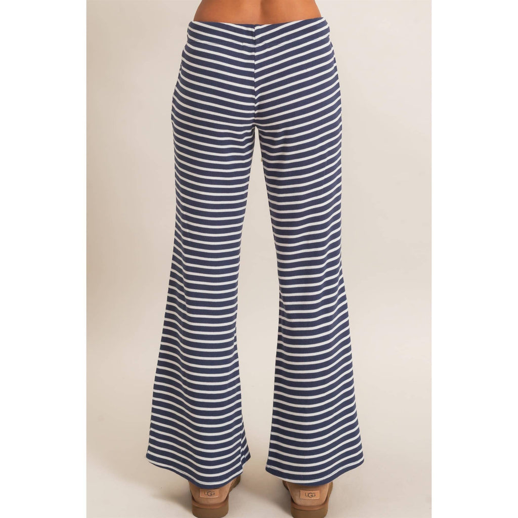 Low Rise Striped Waffle Knit Pants