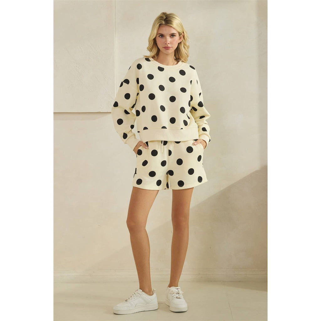 Polka Dot Crew Neck SweatShirt