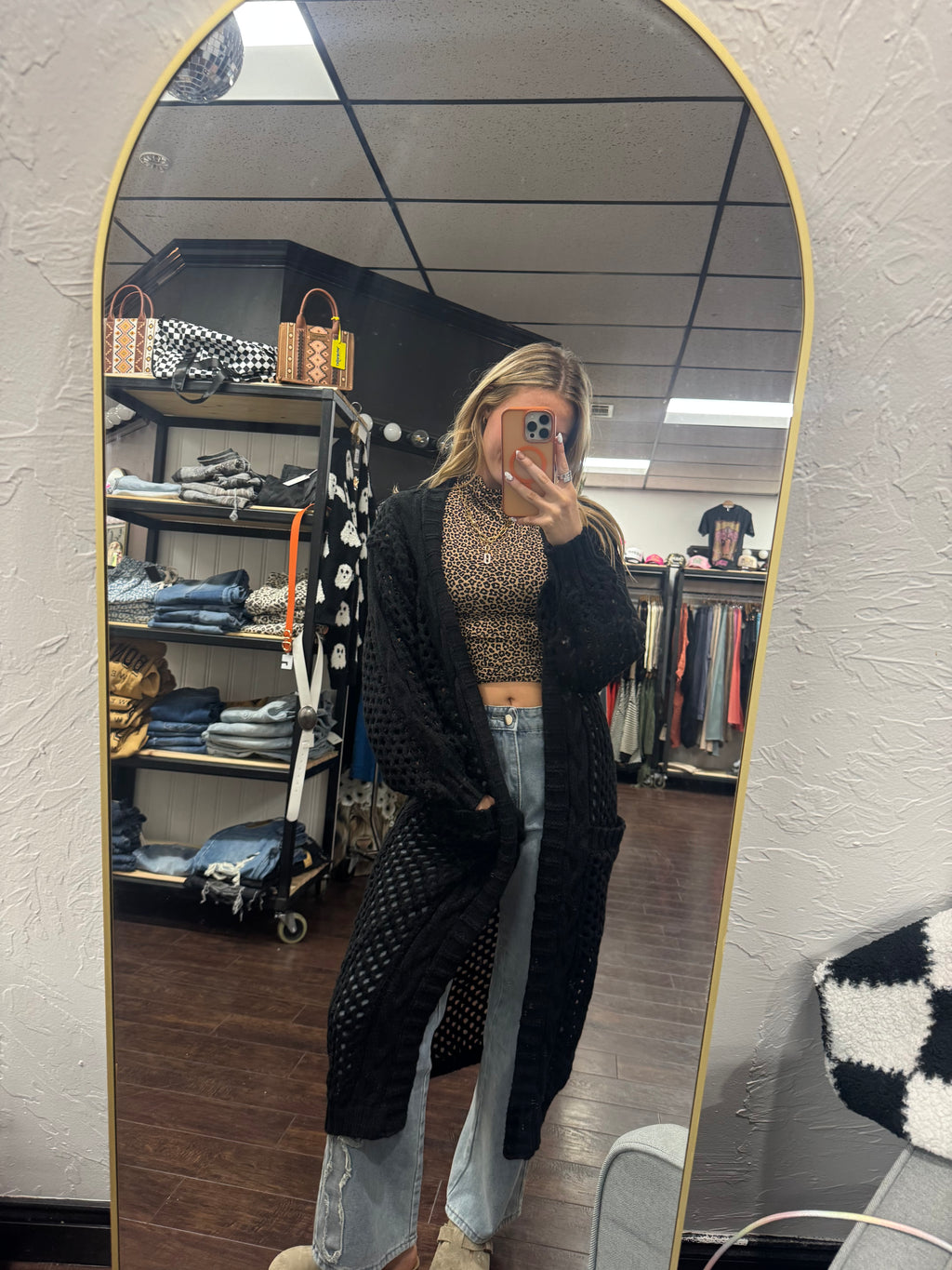 Long Sleeve High Neck Animal Print Knit Top