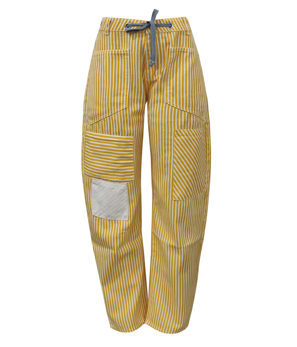 Casual Striped Drawstring Wide-Leg Pants