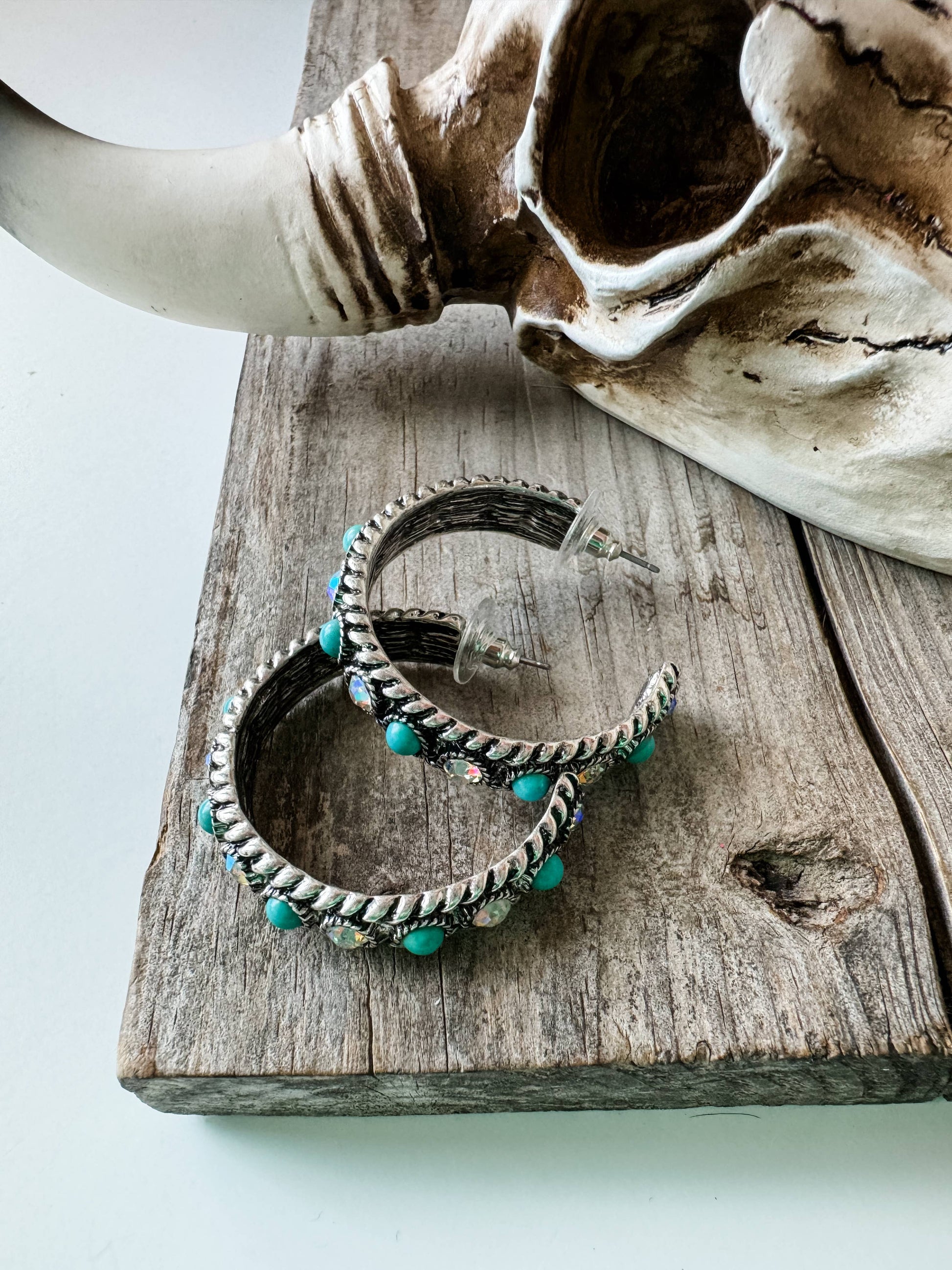 Western Stone Hoop Earrings
