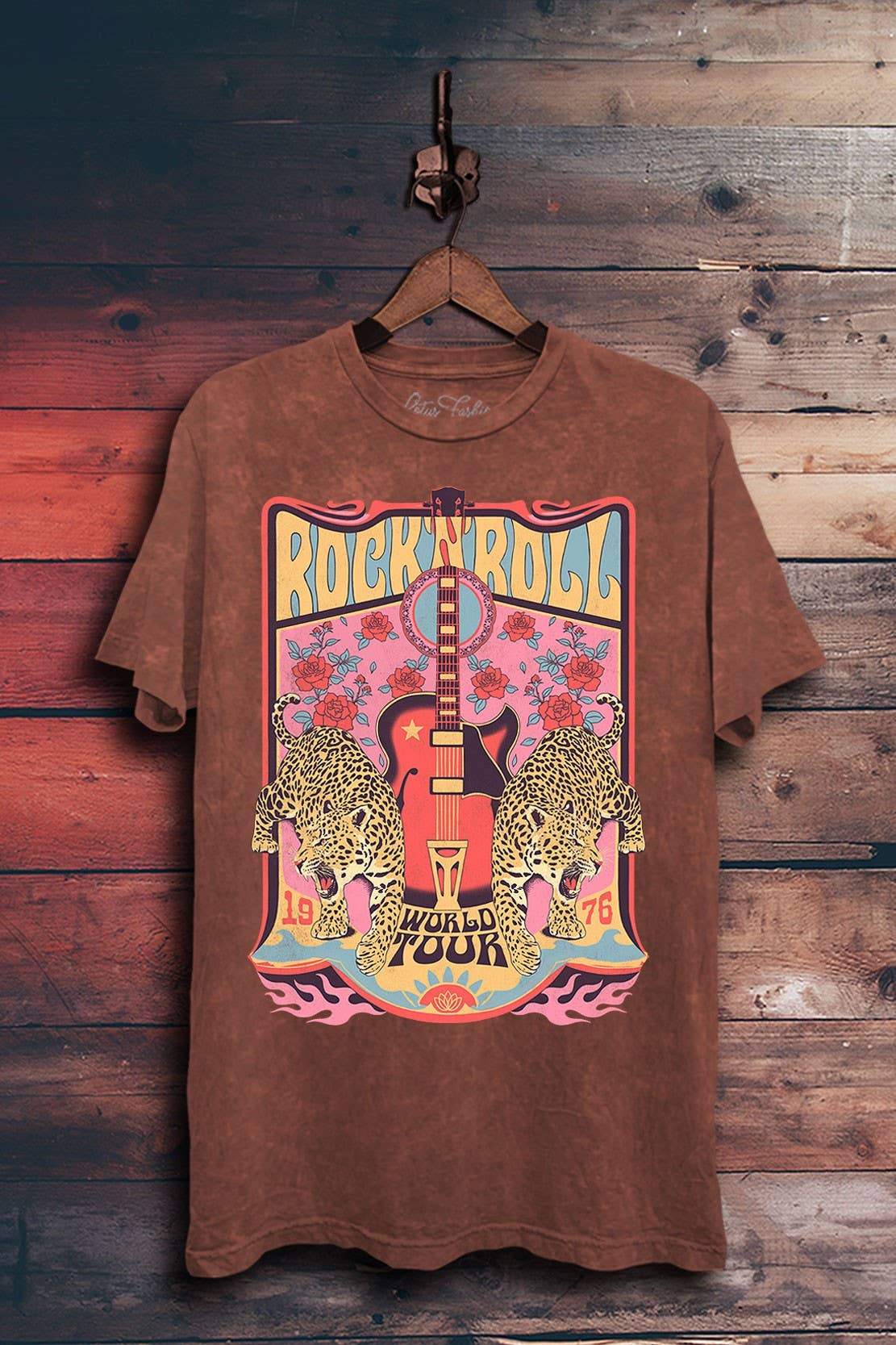Rock Roll World Tour Leopard Graphic Top