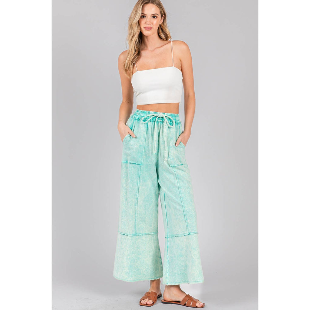 MINERAL WASHED TERRY KNIT PANTS