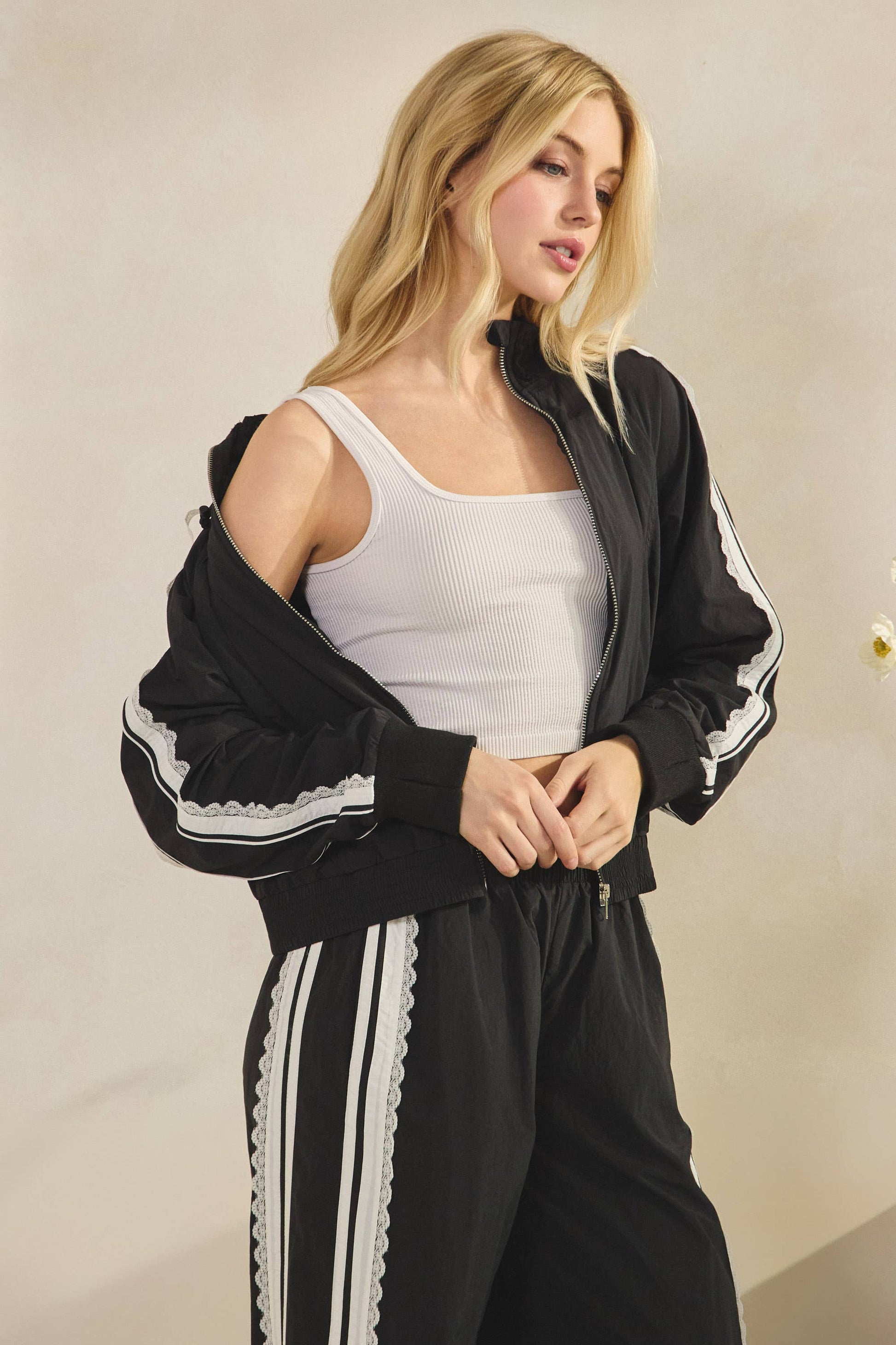 Nylon Laced Track Jacket