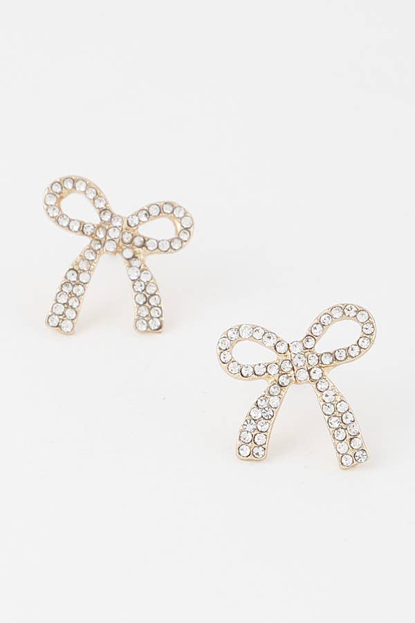 Ribbon Bow Post Earrings 28020GCL
