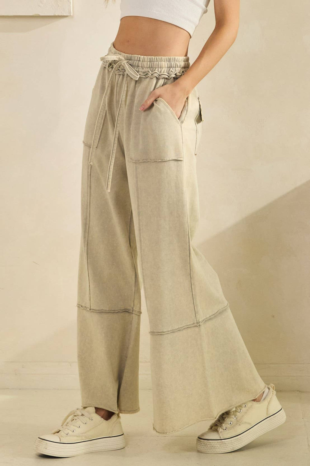 MINERAL WASHED TERRY KNIT PANTS (SP7055-A)