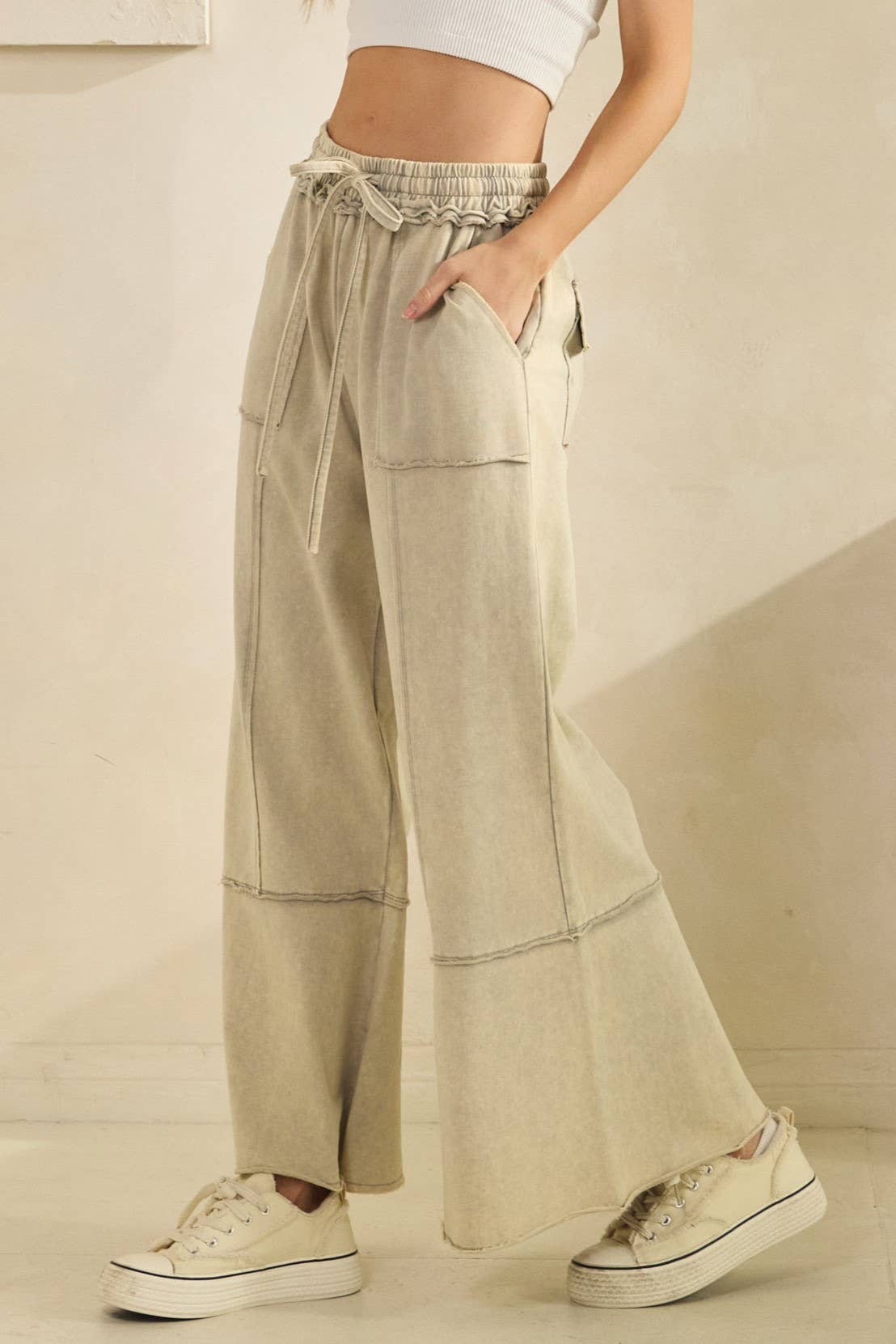 MINERAL WASHED TERRY KNIT PANTS (SP7055-A)