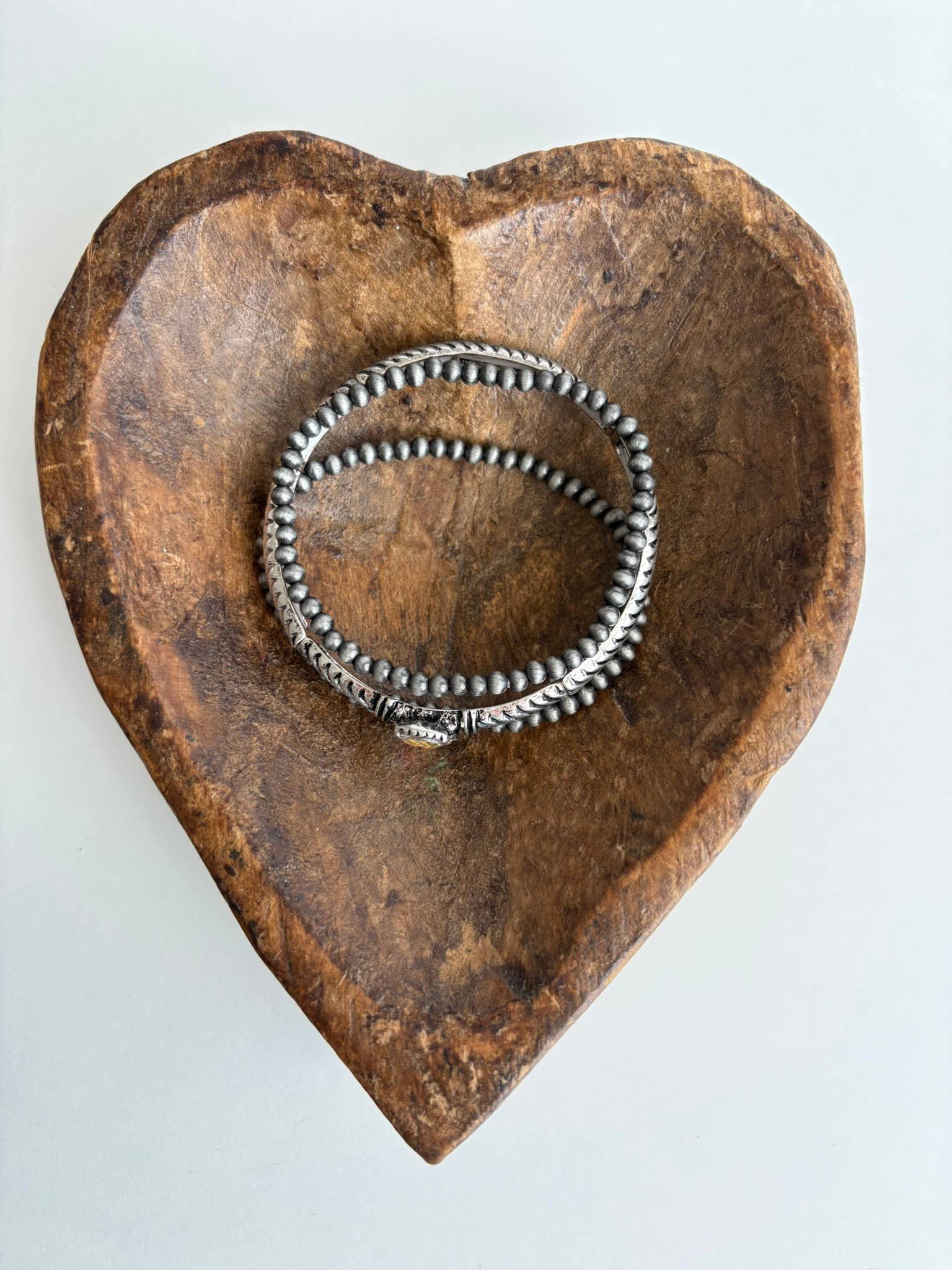 Western Navajo Glass Stone 3 Layer Stretch Bracelet