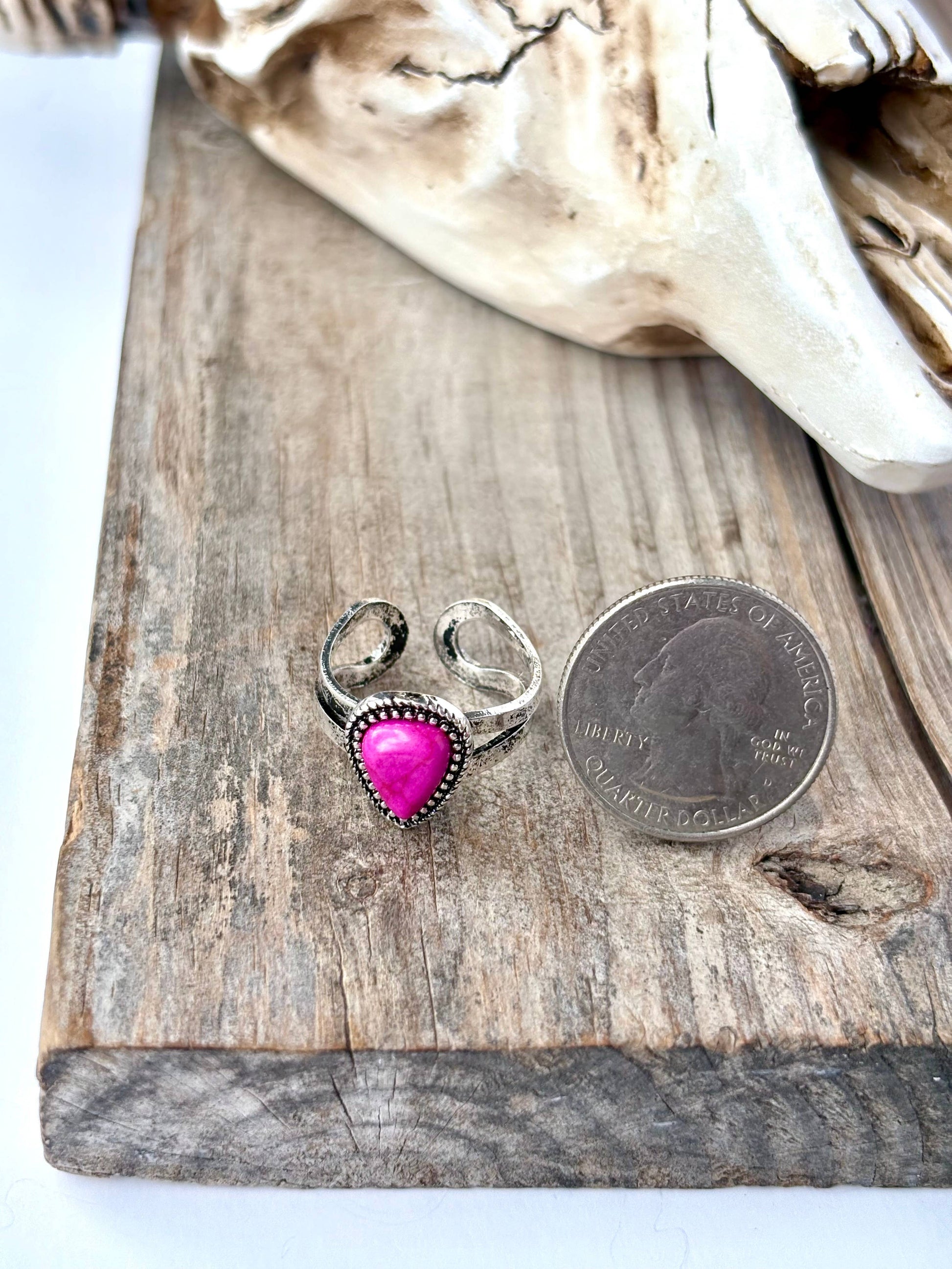 Western Teardrop Stone Adjustable Ring 