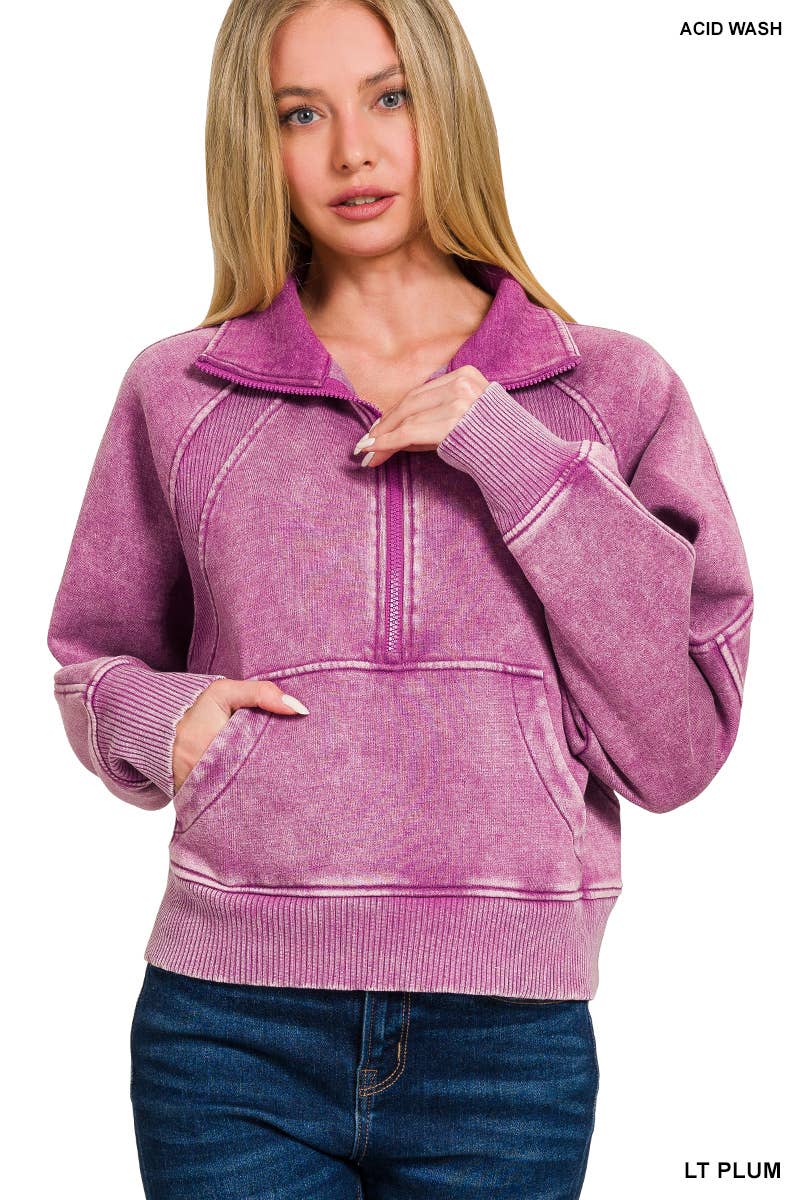 `.Half Zip Cropped Pullover