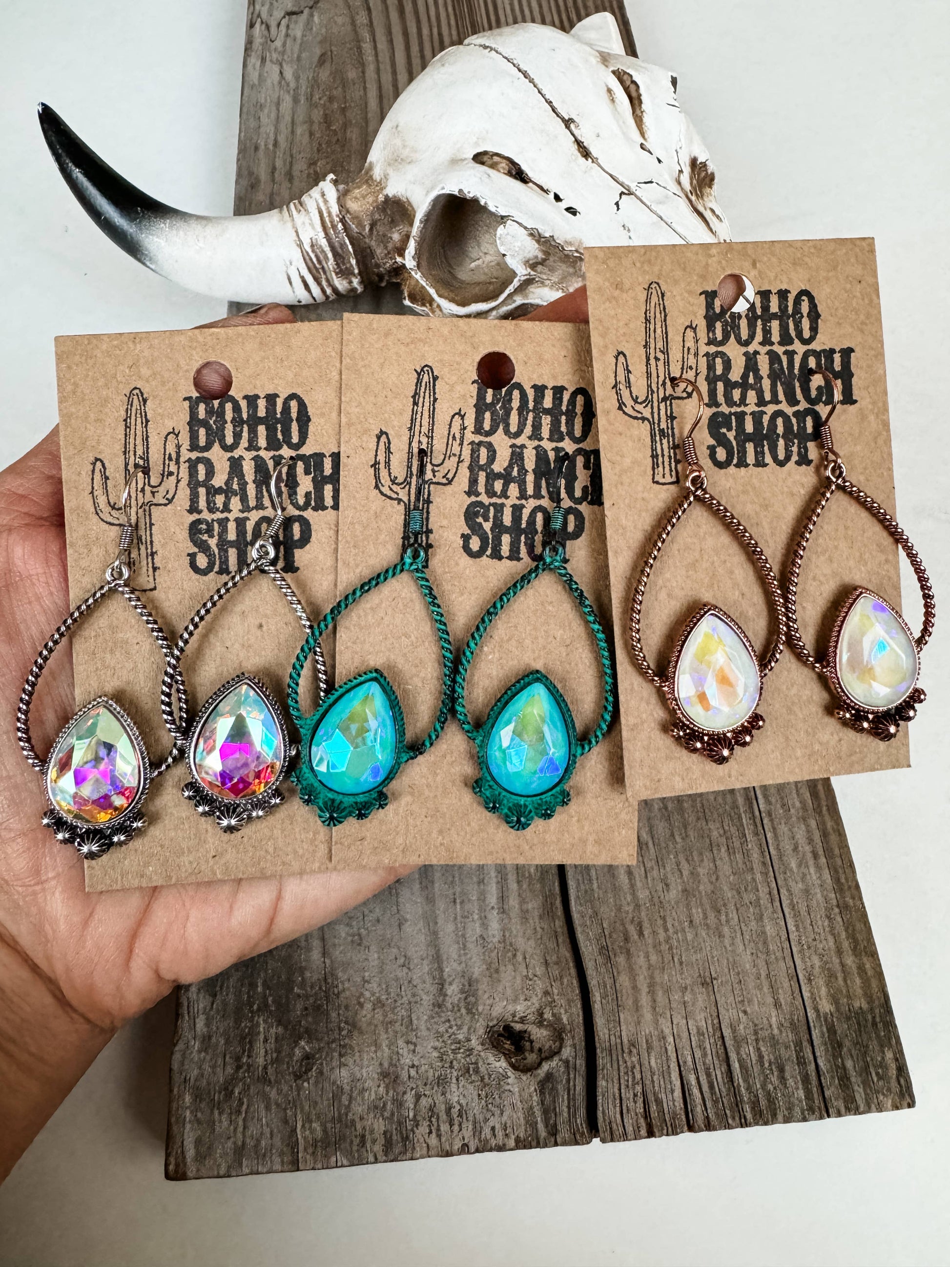 TEARDROP AB STONE Rhinestone Teardrop Earrings