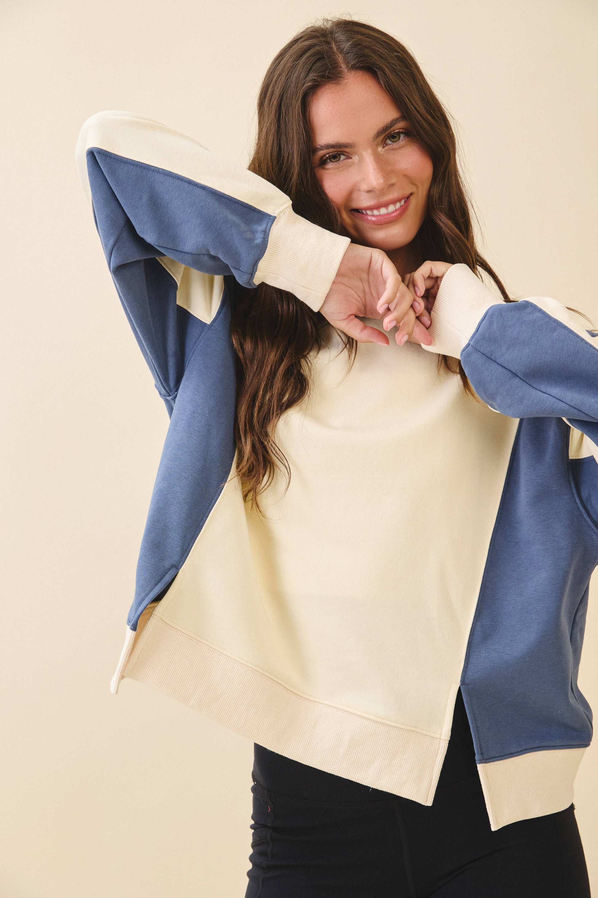 Colorblock Terry Pullover Sweatshirt
