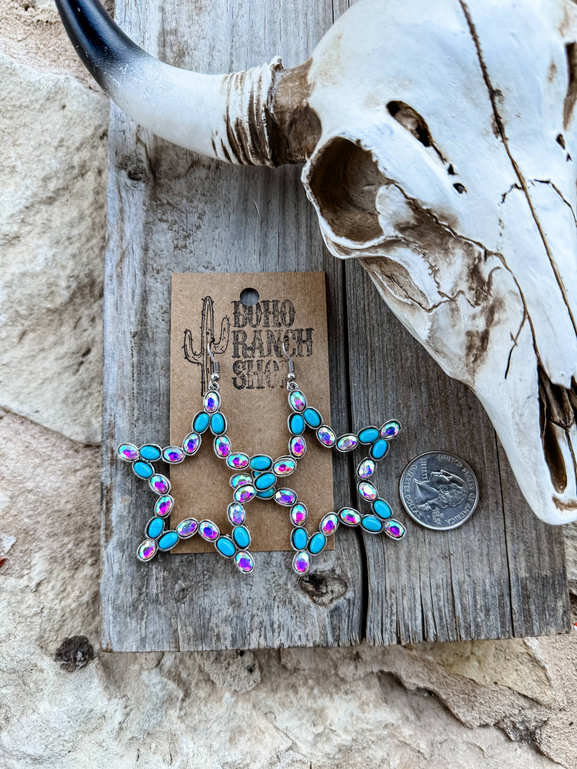 Western Star Earrings - Rhinestone