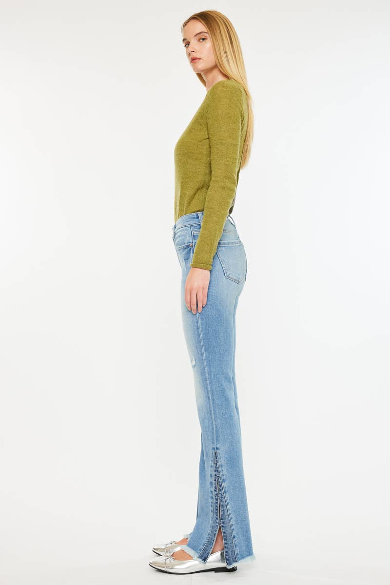 TWO TONE OPEN PACK MID RISE BOOTCUT