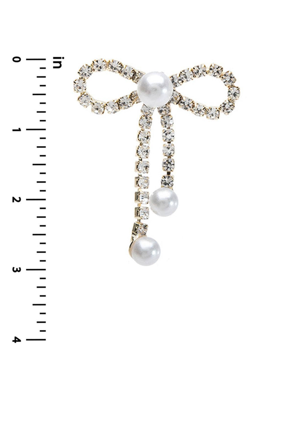 RHINESTONE PEARL BOW EARRING