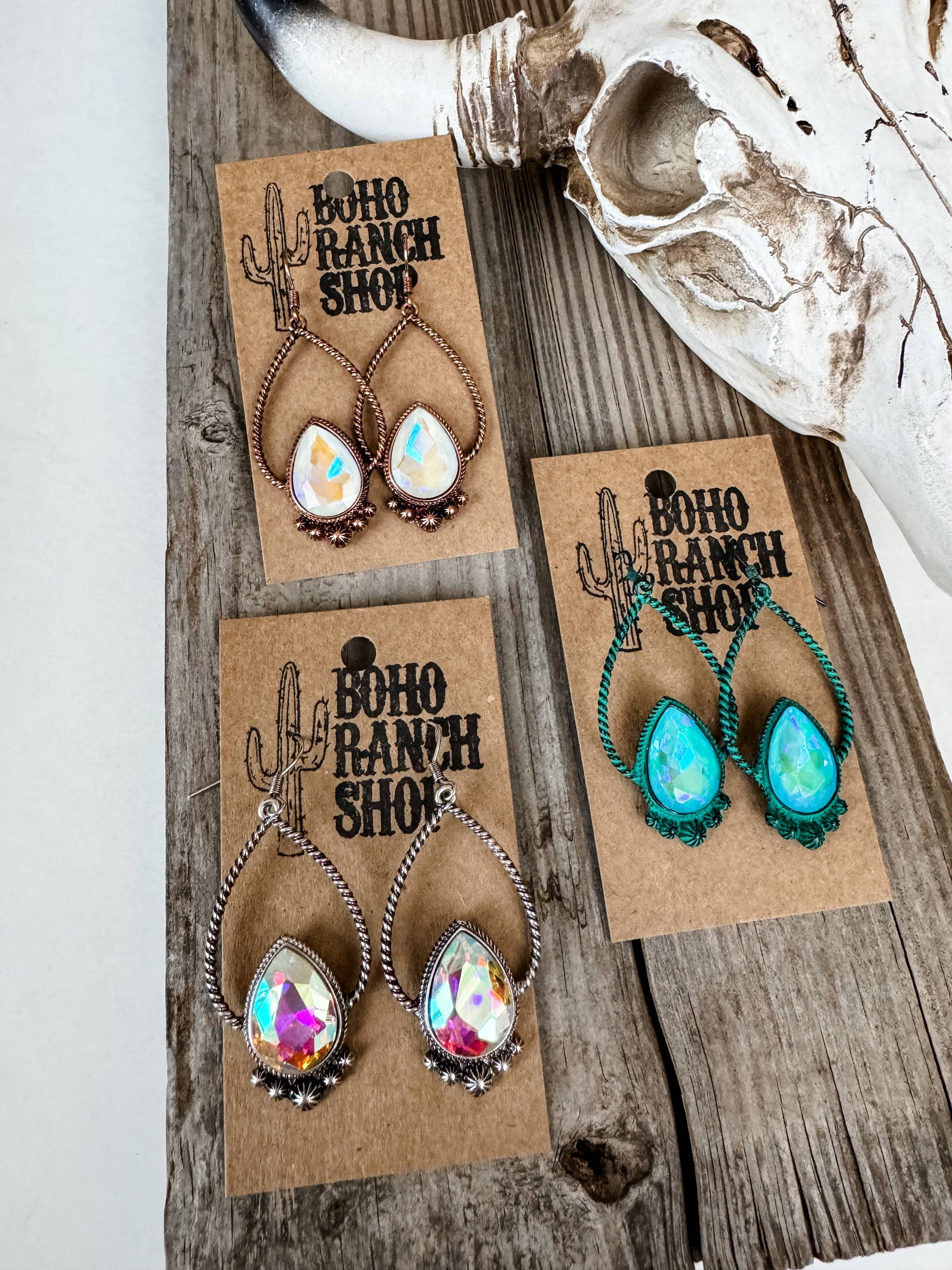 TEARDROP AB STONE Rhinestone Teardrop Earrings