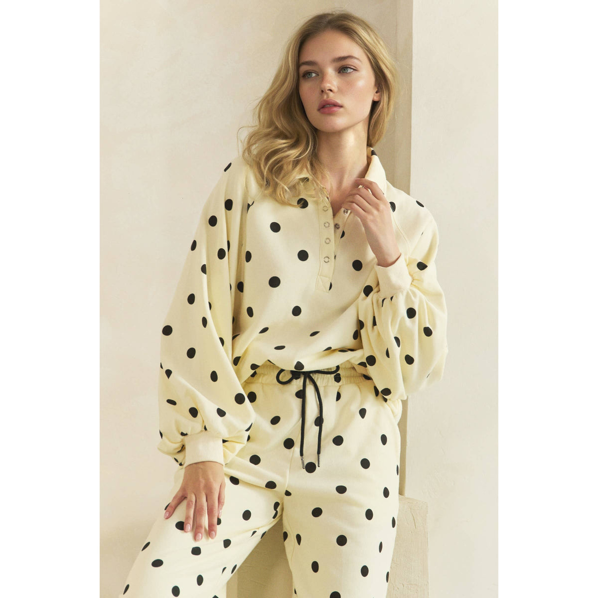 Playful Charm Polka Dot Quarter Zip