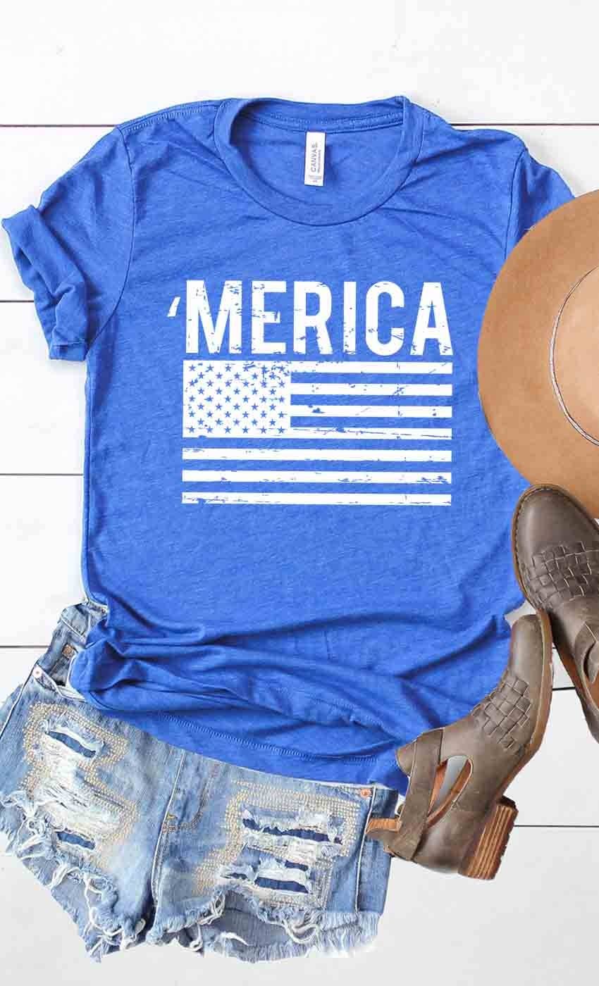 America flag Patriotic 4th of July Graphic Tee