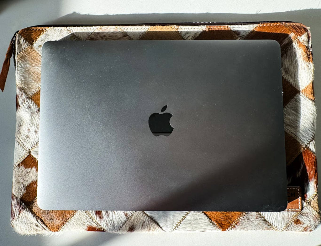 BOHO LUXE LAPTOP tech sleeve computer bag hairon cowhide