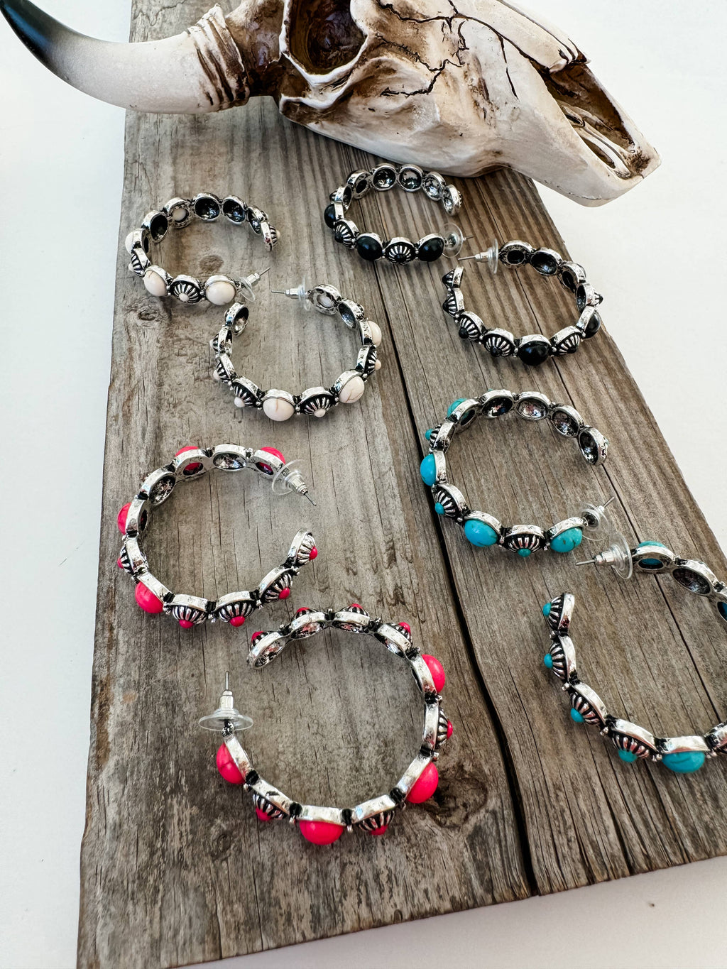 Western Hoop Stone Conch Earrings