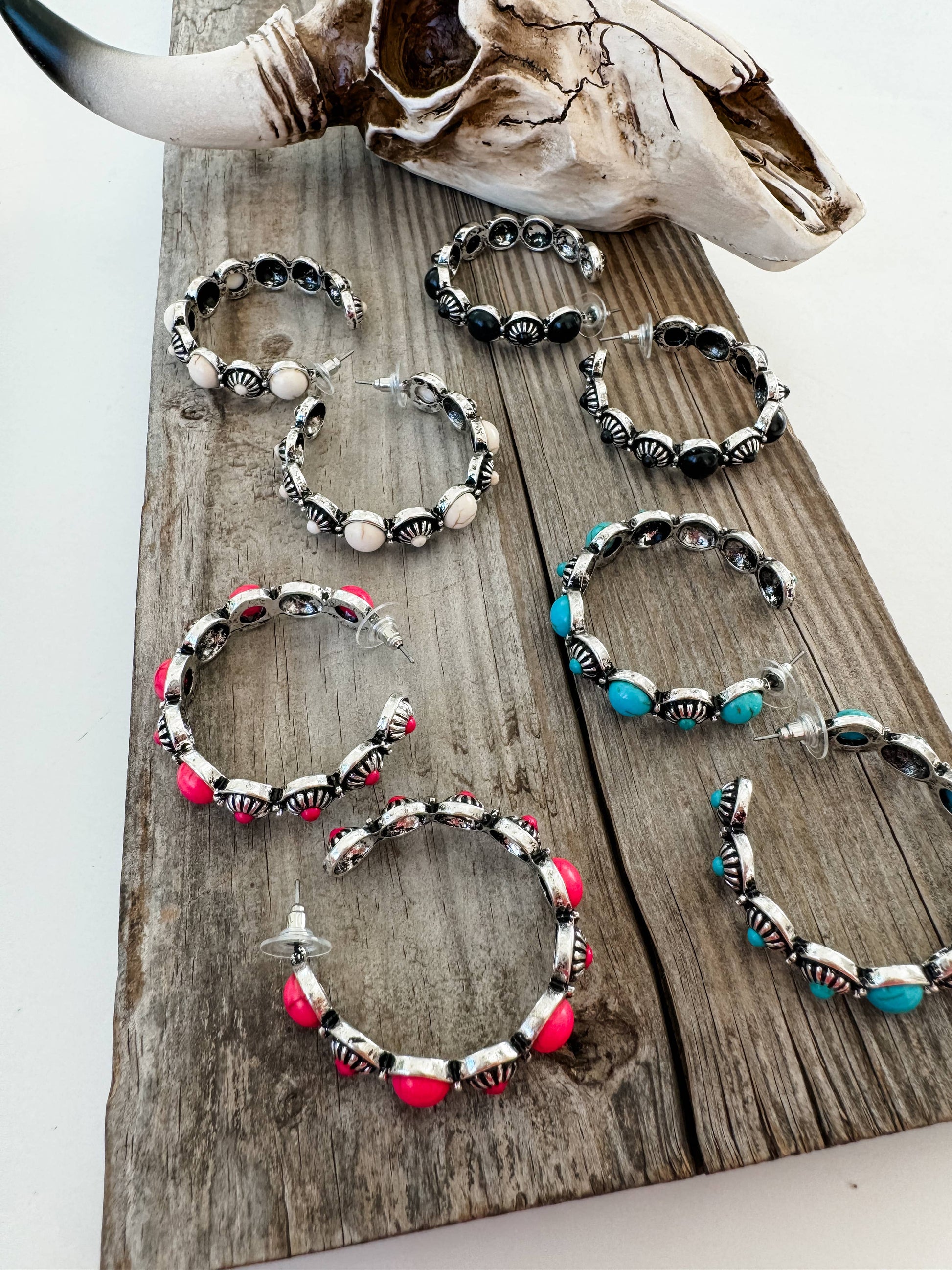 Western Hoop Stone Conch Earrings