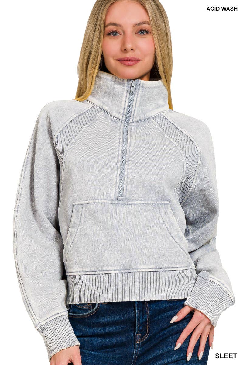`.Half Zip Cropped Pullover