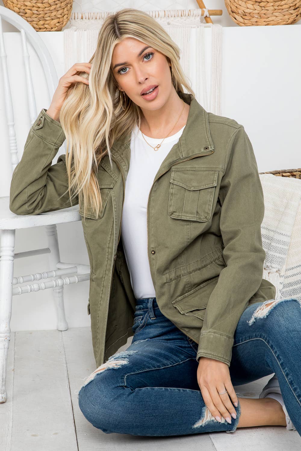 Heavy Twill Garment Washed Anorak Jacket