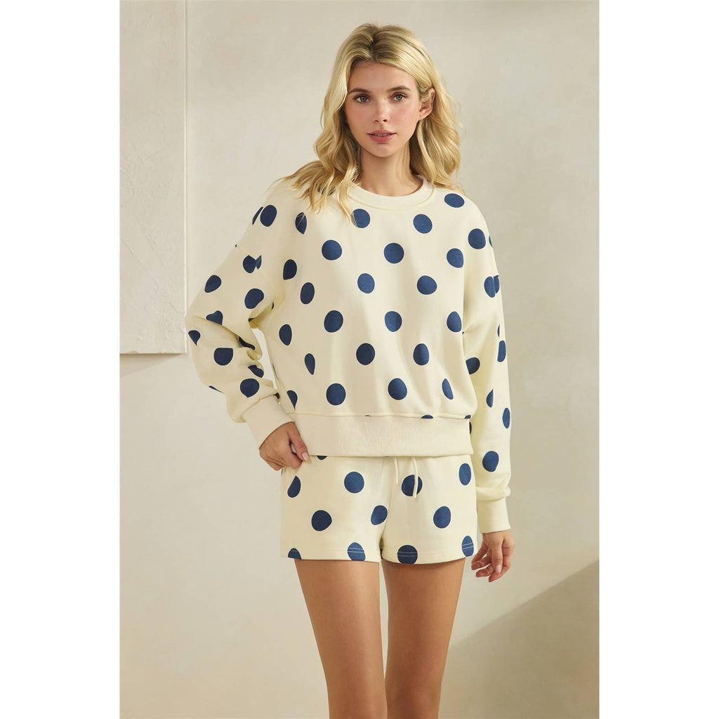 Polka Dot Crew Neck SweatShirt