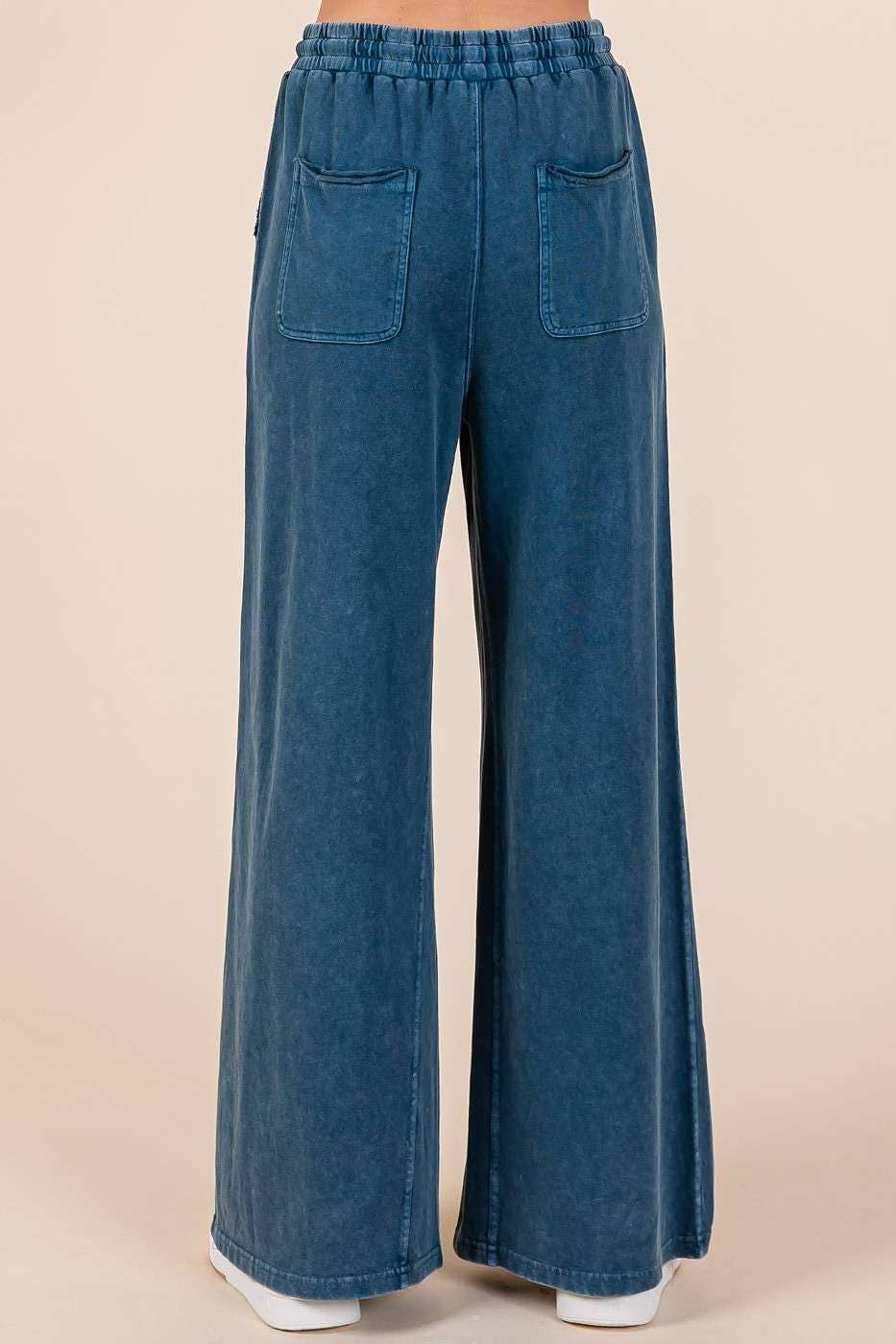FRENCH TERRY WIDE LEG PANTS