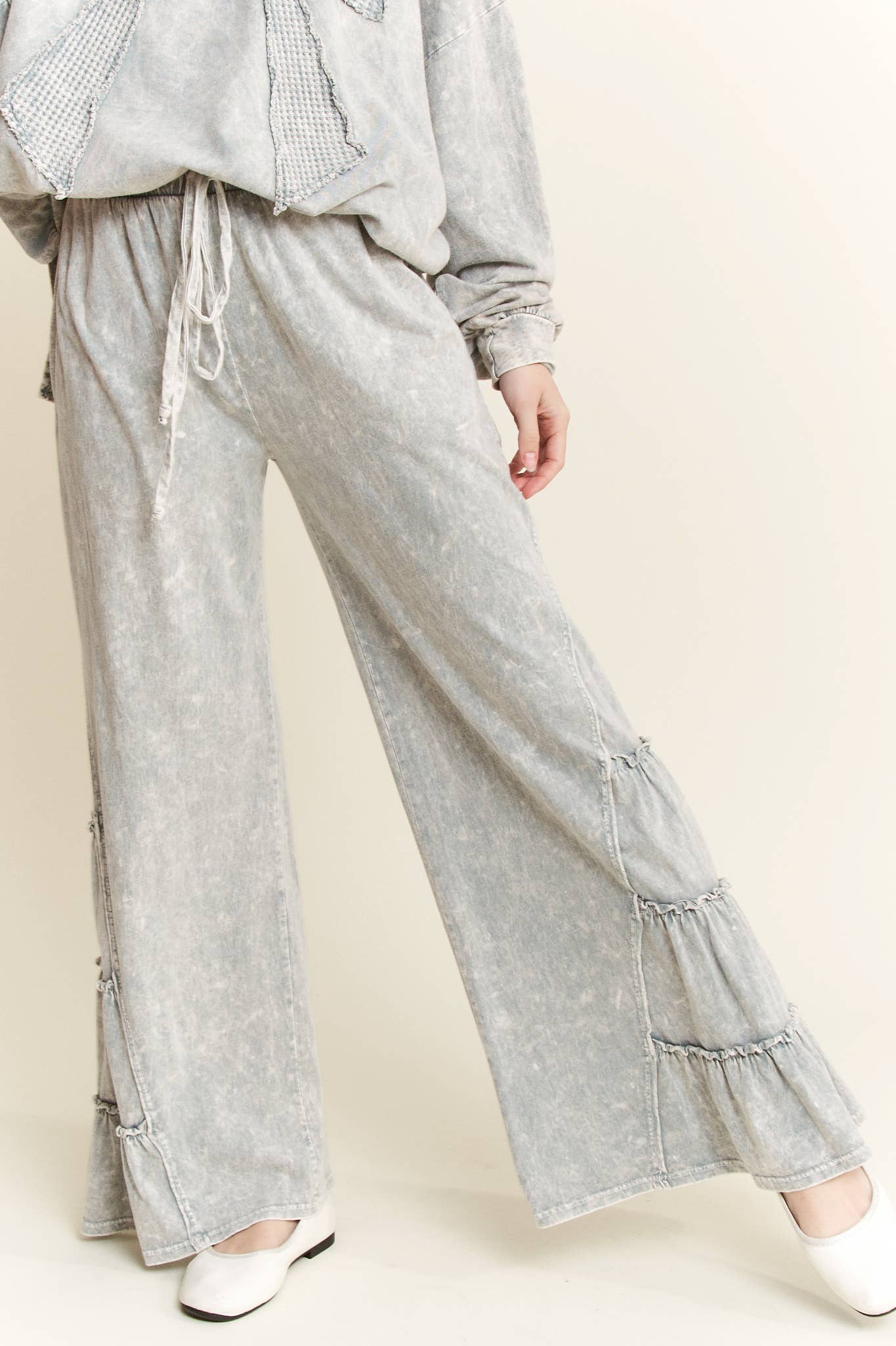 MineralWash SideRuffle Flare pants