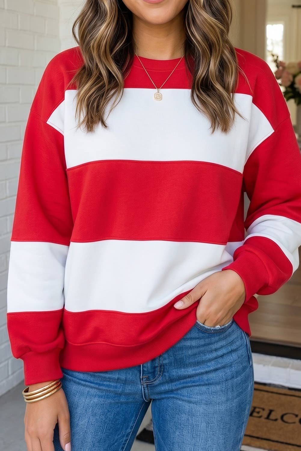 LAS Colorblock Drop Shoulder Baggy Sweatshirt