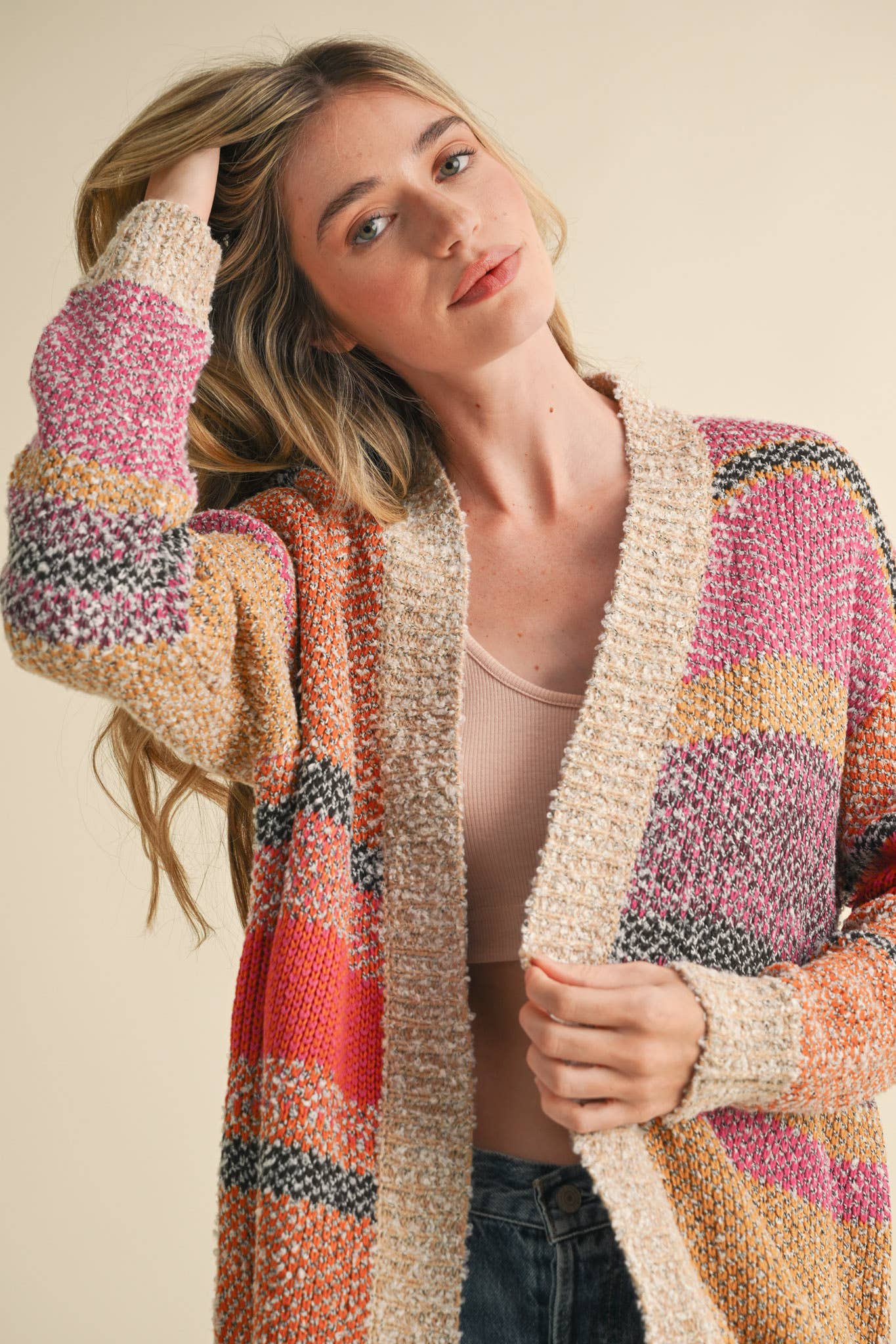 OVERSIZED COLOR BLOCK CARDIGAN