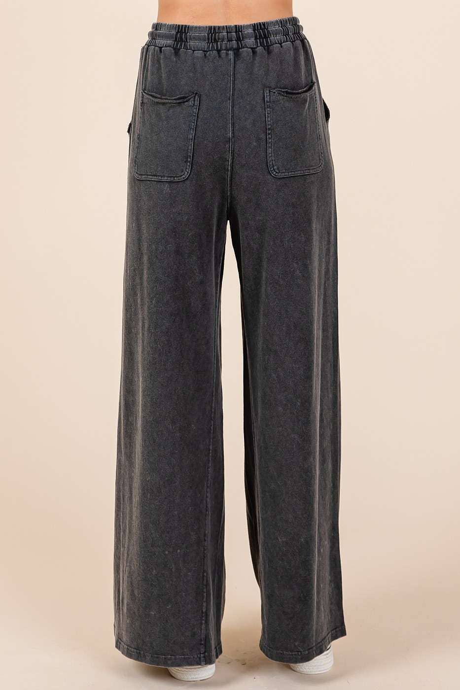 FRENCH TERRY WIDE LEG PANTS