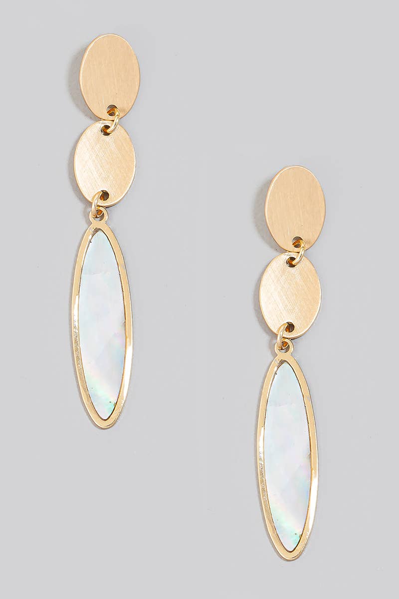Tiered Seashell Oval Chain Earrings