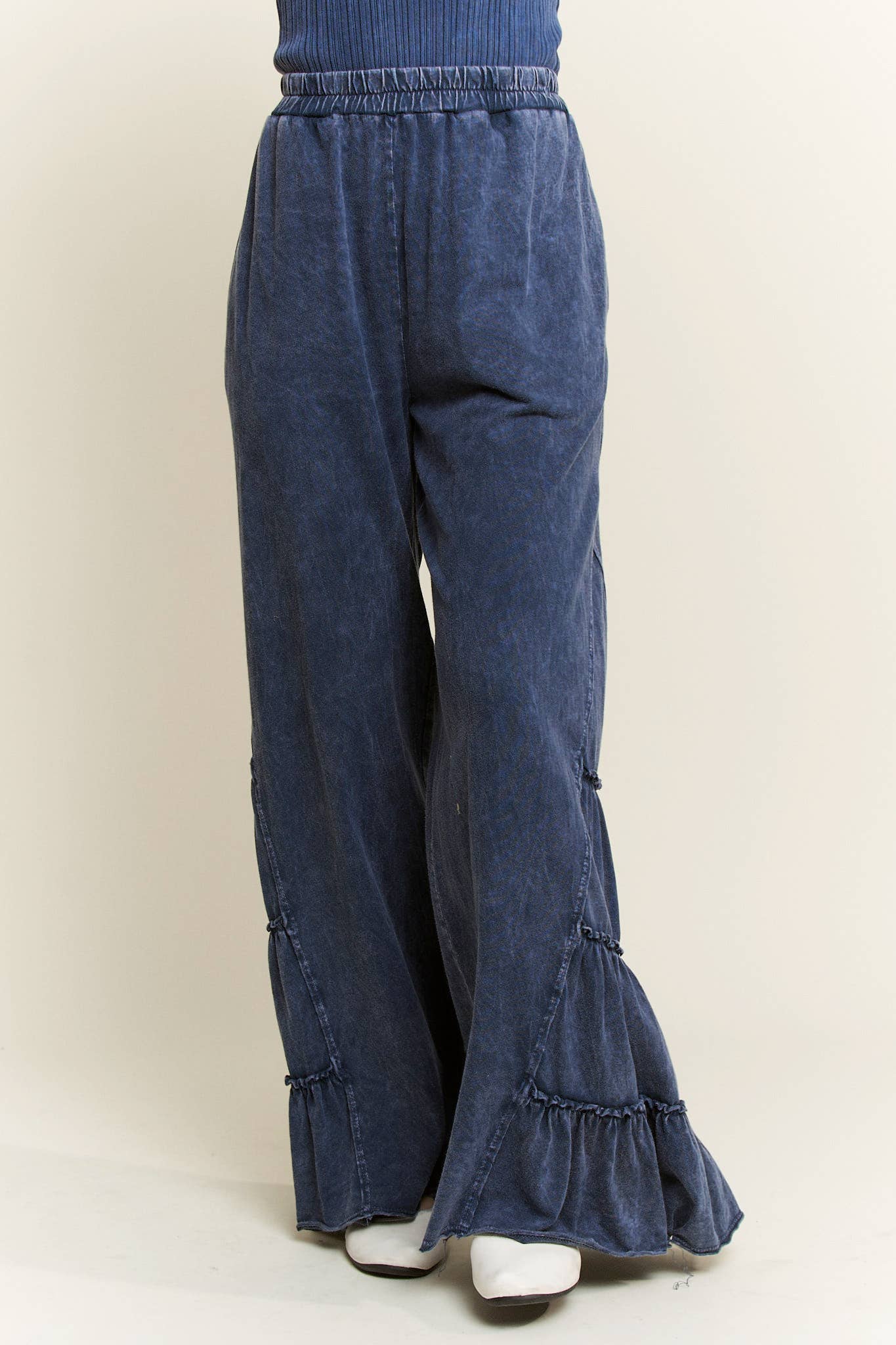 MineralWash SideRuffle Flare pants