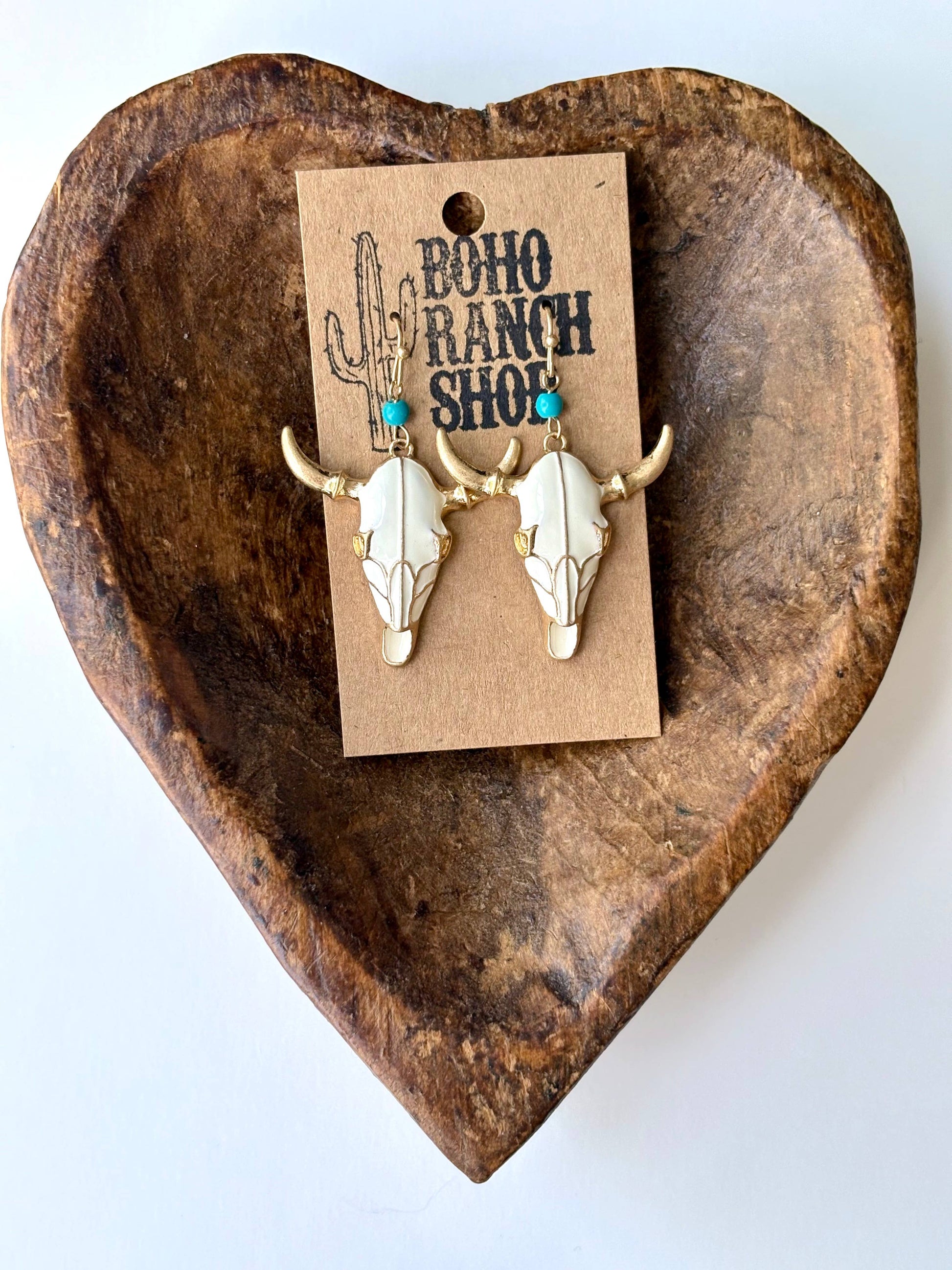 Western Steerhead Dangle Drop Earrings