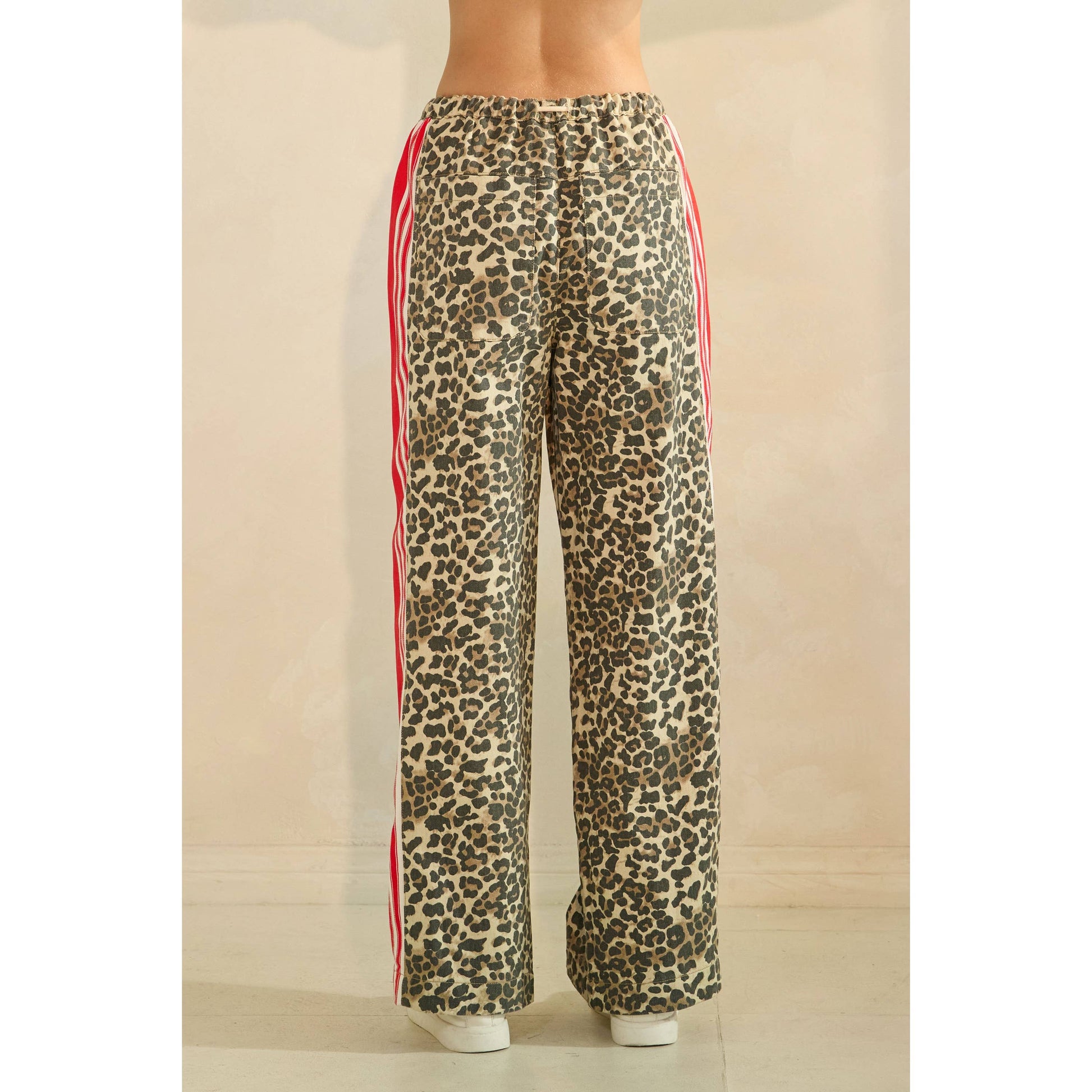 Leopard Sport Striped Wide Legged Pants